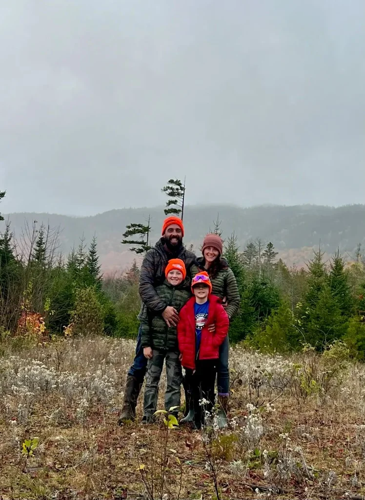 The Anderson family outdoors in New Hampshire