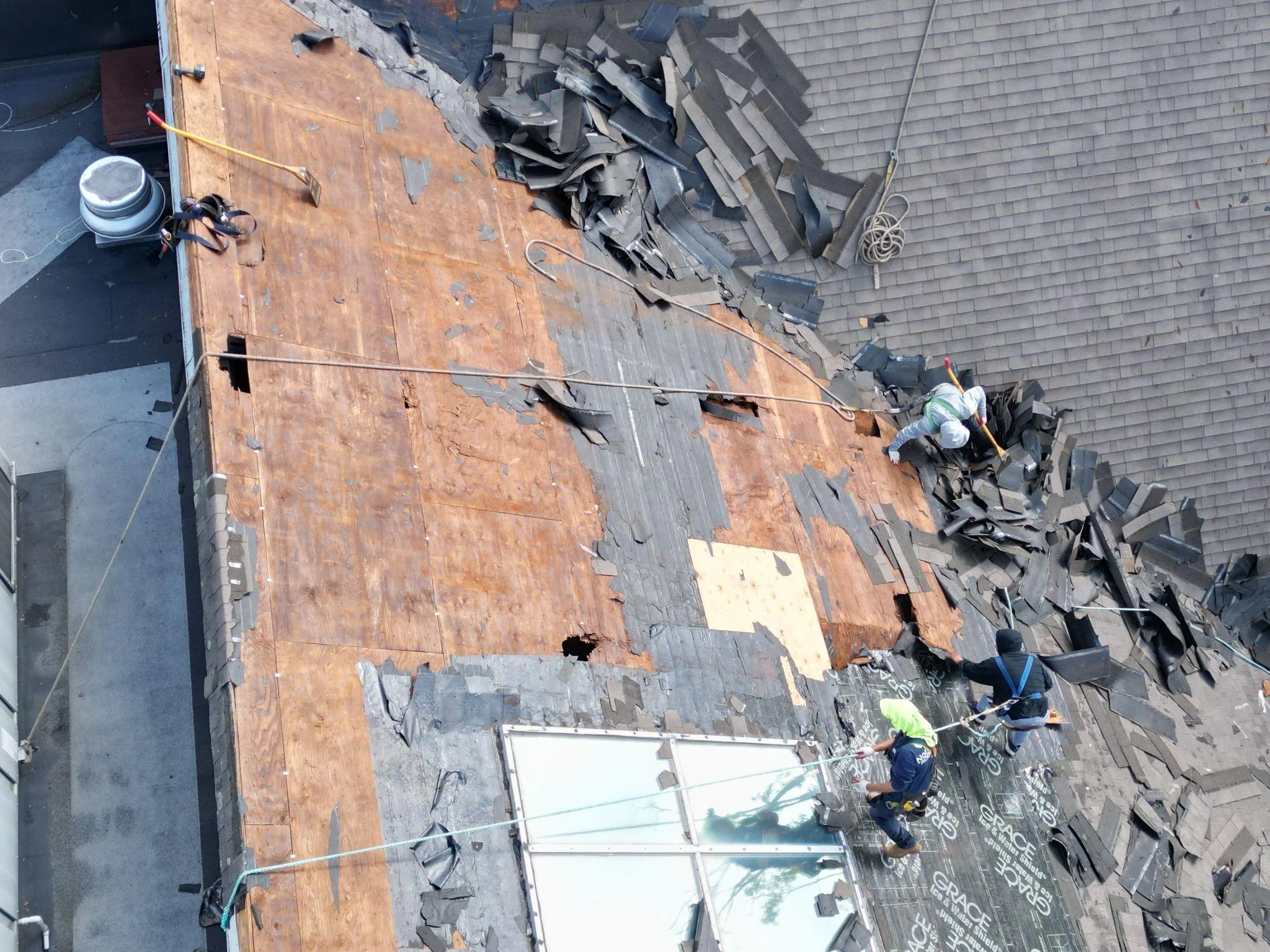Commercial roof replacement progress in Exeter NH by Northpoint Roofing